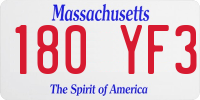 MA license plate 180YF3