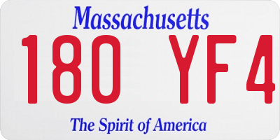 MA license plate 180YF4