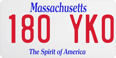 MA license plate 180YK0