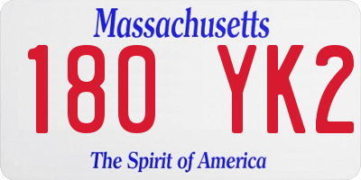 MA license plate 180YK2