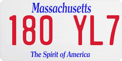 MA license plate 180YL7