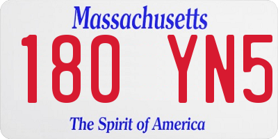 MA license plate 180YN5