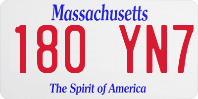 MA license plate 180YN7