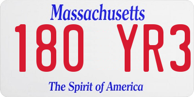 MA license plate 180YR3