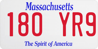 MA license plate 180YR9