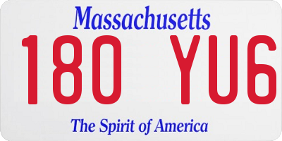 MA license plate 180YU6