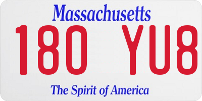MA license plate 180YU8