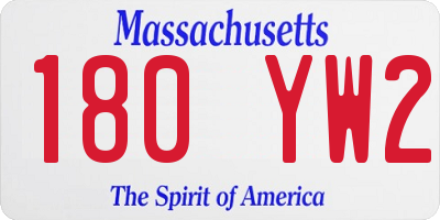 MA license plate 180YW2