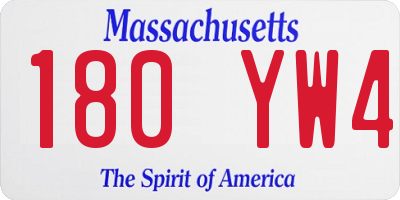 MA license plate 180YW4