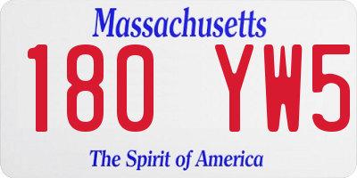 MA license plate 180YW5
