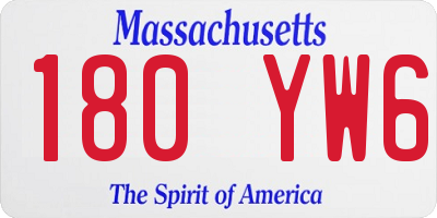 MA license plate 180YW6