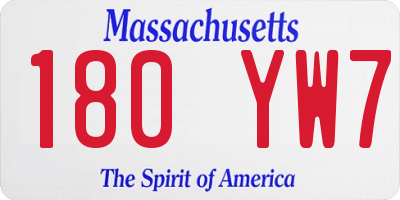 MA license plate 180YW7