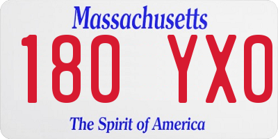 MA license plate 180YX0