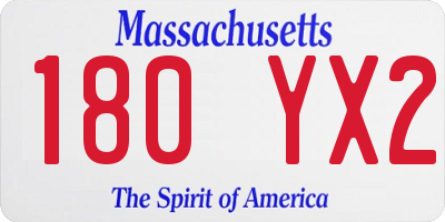 MA license plate 180YX2