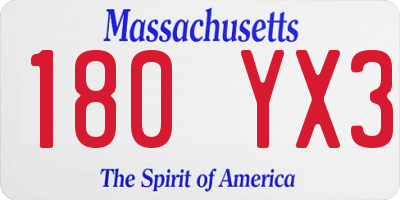 MA license plate 180YX3
