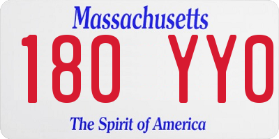 MA license plate 180YY0