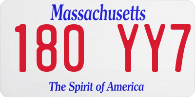 MA license plate 180YY7