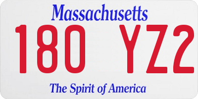 MA license plate 180YZ2