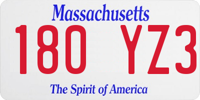 MA license plate 180YZ3