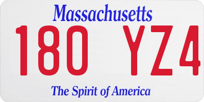 MA license plate 180YZ4
