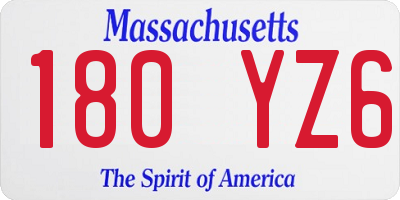 MA license plate 180YZ6