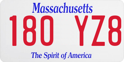 MA license plate 180YZ8