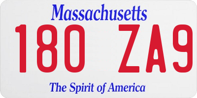 MA license plate 180ZA9