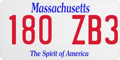 MA license plate 180ZB3