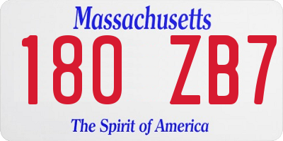 MA license plate 180ZB7