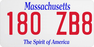 MA license plate 180ZB8