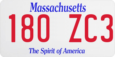 MA license plate 180ZC3