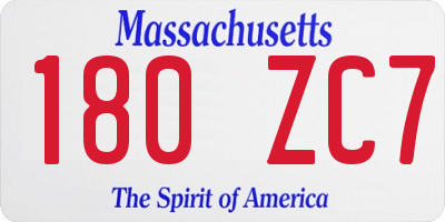 MA license plate 180ZC7
