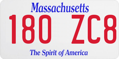 MA license plate 180ZC8