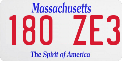 MA license plate 180ZE3