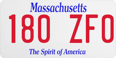 MA license plate 180ZF0