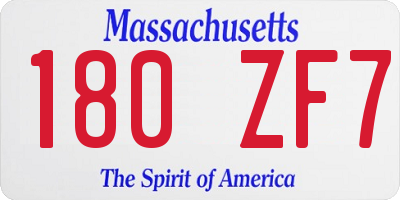 MA license plate 180ZF7