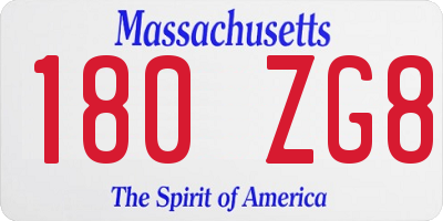 MA license plate 180ZG8