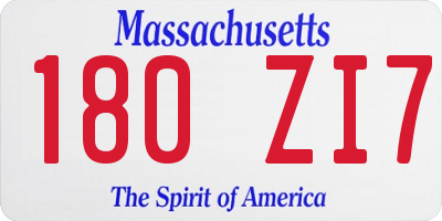 MA license plate 180ZI7