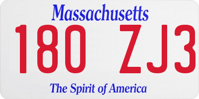 MA license plate 180ZJ3