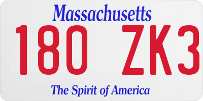 MA license plate 180ZK3