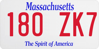 MA license plate 180ZK7