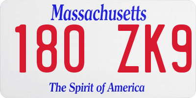 MA license plate 180ZK9