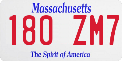 MA license plate 180ZM7