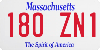 MA license plate 180ZN1