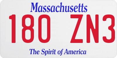 MA license plate 180ZN3