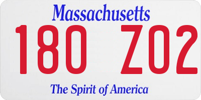 MA license plate 180ZO2