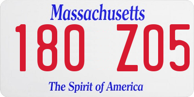 MA license plate 180ZO5