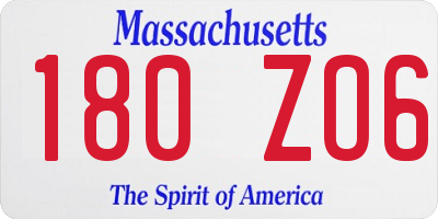 MA license plate 180ZO6