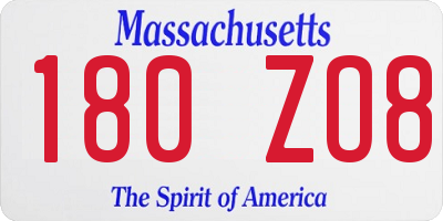 MA license plate 180ZO8
