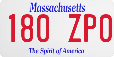 MA license plate 180ZP0